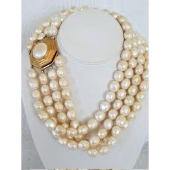 Yves Saint Laurent Vintage Four Strand Baroque Pearl Necklace w/Box & COA - Picture 16 of 16